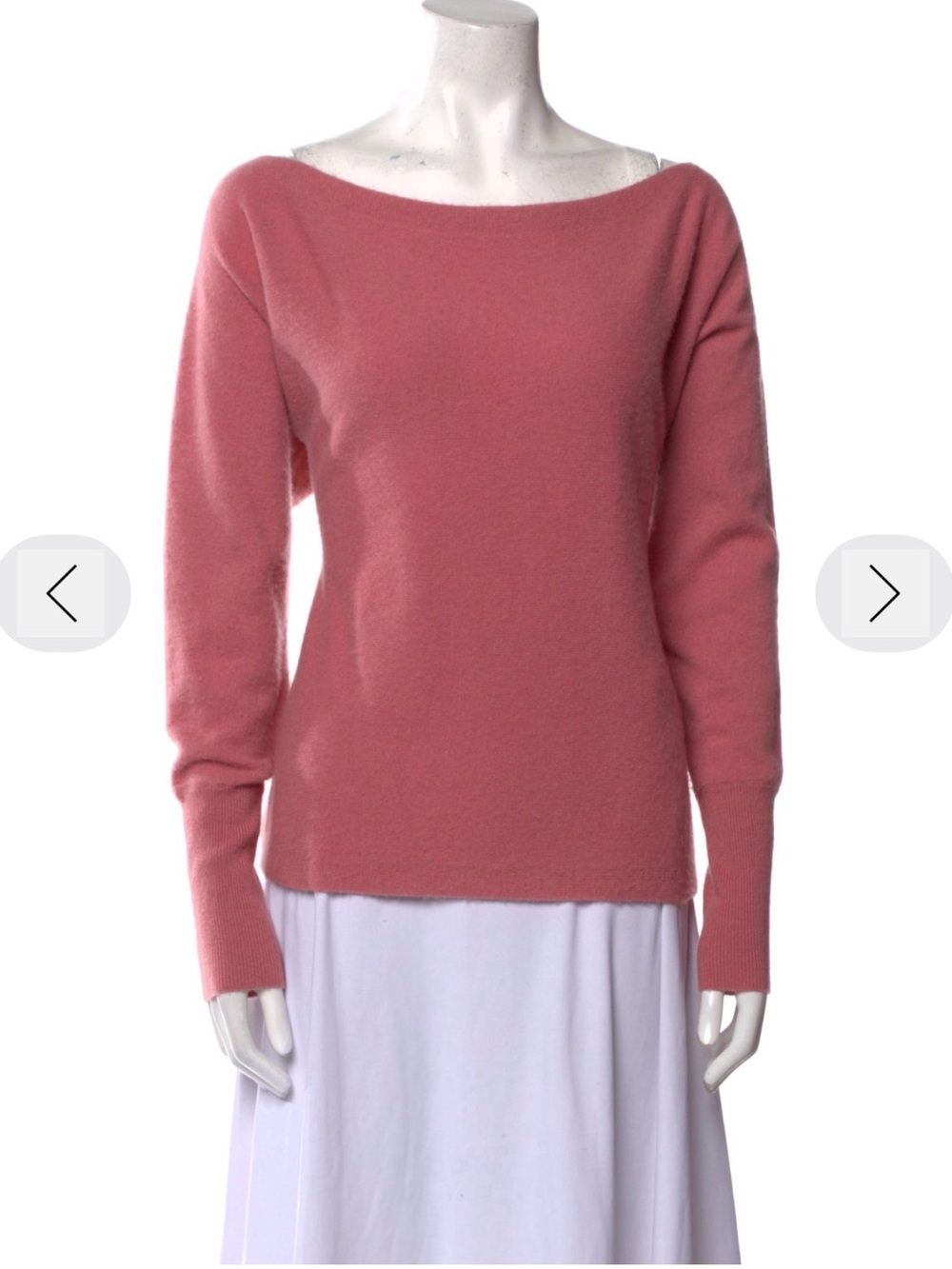 Intermix Women's Pink Cashmere Boatneck Sweater - Size Medium